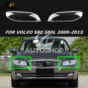 Fit For Volvo S80 S80L 2009-2015 Pair Clear Car Front Headlight Lens Cover - Foto 1 di 6
