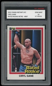 CIRYL GANE 2021 PANINI INSTANT UFC RATED RETRO 1ST GRADED 10 ROOKIE CARD #RR7