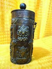 Tibetan Buddhist Container Pot Copper Silver Auspicious Symbols Antique ^