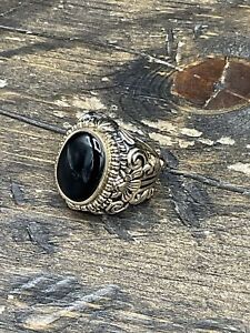 Barse Guinevere Oval Ring- Black Onyx-Bronze-8-NWT