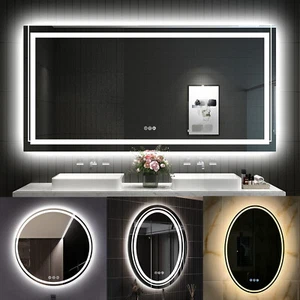 High Lumin Oval Bathroom LED Wall Mirror Backlit Vanity Mirrors Antifog Dimmable - Picture 1 of 58