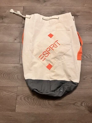 Vintage 90s Esprit Canvas Spell Out Cinch Top Backpack Shoulder Bag Cotton - Image 1 of 4