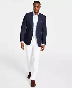 Bar III Mens Slim Fit Windowpane Sport Coat Navy Blue Windowpane Size 42L - Picture 1 of 4