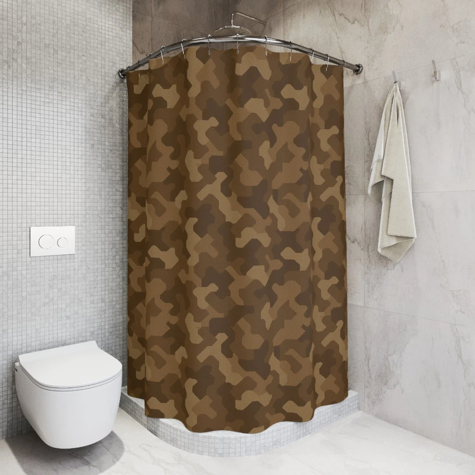 Cortina de Ducha Camuflada Marrón - Decoración de Baño Rústico, Tema Militar, Hogar Foto 1 de 1