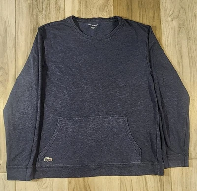 LACOSTE Top Mens Large Sleep Wear Blue Longsleeve Cotton Blnd Kangaroo Pocket - Image 1 of 4