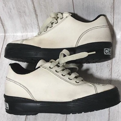 Tênis Chanel Logotipo Marca Coco Couro Marfim Vintage Tamanho 37 EUA Abt 7 Feminino - Imagem 1 de 4