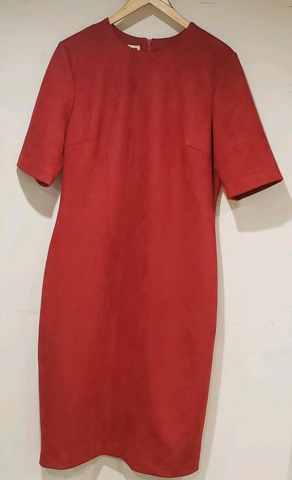 Vestido Vaina Anne Klein Para Mujer Imitación Gamuza Rojo Talla 14 Nuevo Con Etiquetas Foto 1 de 4