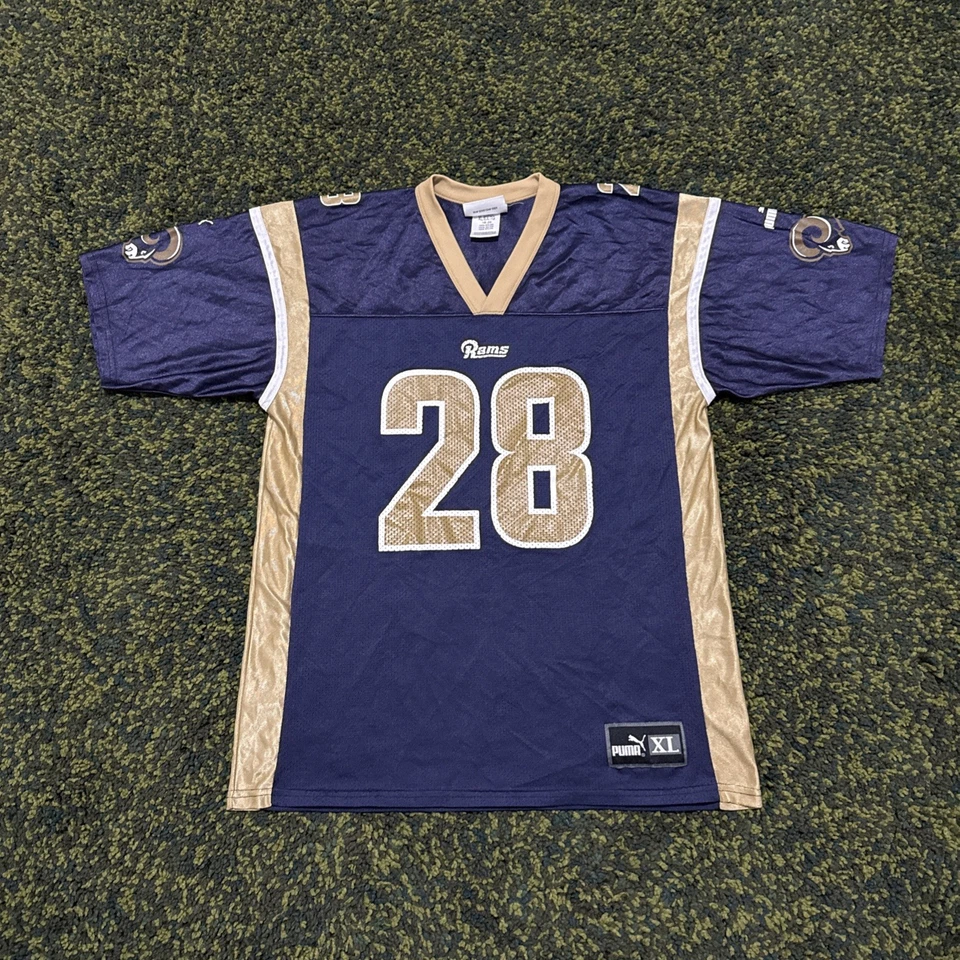 Camiseta deportiva de malla de fútbol americano Puma vintage de los St. Louis Rams Marshall Faulk #28 juvenil XL Foto 1 de 4
