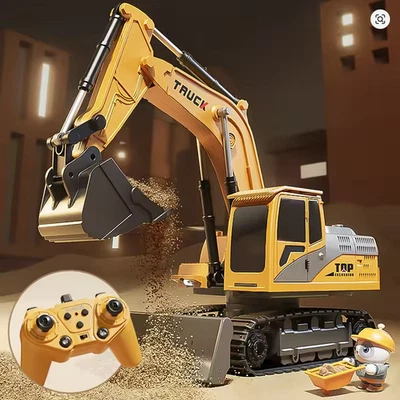 Alloy RC Excavator Toy with Lights & Sound, Electric Engineering Vehicle for Kid - Image 1 of 4