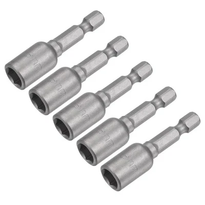 5 peças 1/4" haste sextavada de troca rápida 8mm porca magnética broca driver comprimento 1,89" - Imagem 1 de 4