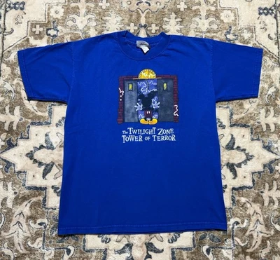 Vtg Disney The Twilight Zone Tower of Terror T-Shirt Youth XL Mickey Mouse Blue - Image 1 of 4