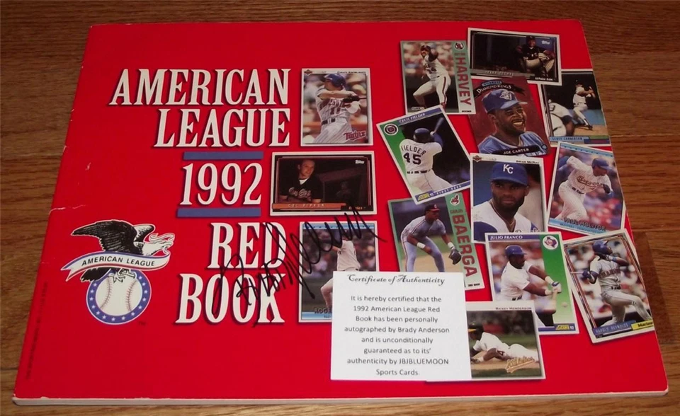 Brady Anderson Baltimore Orioles Autograph 1992 American League Red Book COA JB2 - Image 1 of 1