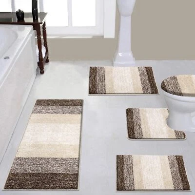 Conjunto de tapetes de banheiro 5 peças, antiderrapante felpudo pelúcia absorvente lavável B - Imagem 1 de 4