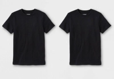 Boys' 2pk Short Sleeve T-Shirt Solid Black Cat & Jack XS (4/5) - Image 1 of 4