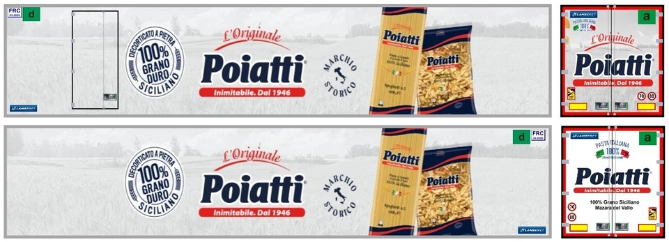Nuova Grafica adesiva "Pasta Poiatti"  trasparente x semirimorchi Herpa 1/87. - Immagine 1 di 1