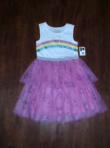 NWT Care Bears Girls Tulle Tutu Dress Glitter Rainbow Size S 6/6X - Picture 1 of 9