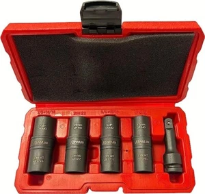 5PC 1/2" DR. CR-MO" Thin Wall Flip Impact Socket Set, Includes 3" Extension Bar - Bild 1 von 4