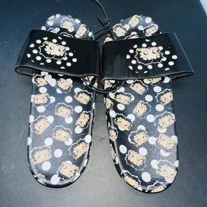 Betty Boop Women's Slide Sandals Black Size 9 NEW - Picture 1 of 4