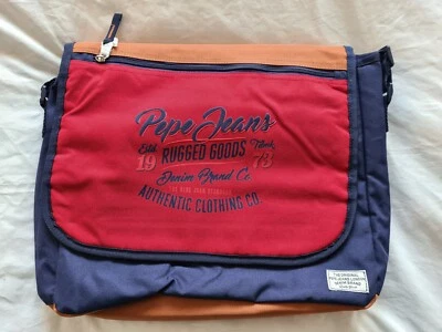 Pepe Jeans Herren Damen Messenger Bag Umhängetasche Textil Vintage rot - blau - Imagem 1 de 4