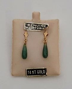 14K Gelbgold Aventurin Ohrhänger Ohrhänger - Bild 1 von 1