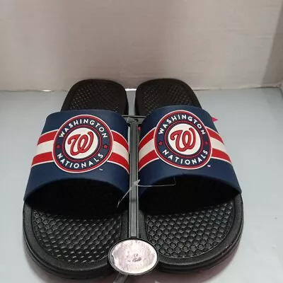 Washington Nationals FOCO Stripe Raised Slides Sandals Men’s US M 11-12 - Image 1 of 4