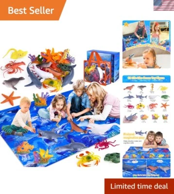 Animales marinos realistas con alfombrilla de juego antideslizante - diversión educativa para niños 3-8 Foto 1 de 4