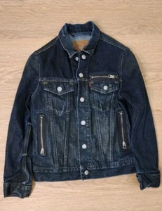 LEVIS Jean Jacket Boys Medium #57540 Blue Denim Zipper Rare Snaps Vintage  - Picture 1 of 13