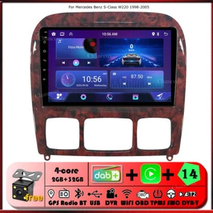 9"Android 14 Head Unit Carplay Radio GPS SAT Navi DAB For Mercedes S-Class W220 - Picture 1 of 13