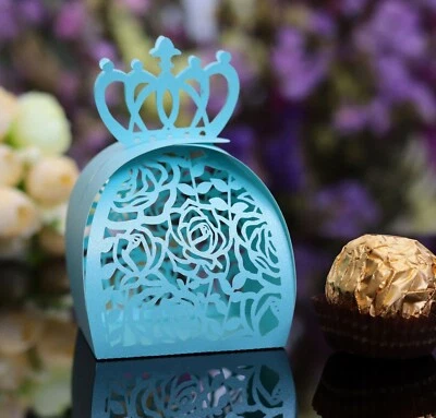 100pieces Crown Rose Flower Candy Boxes Wedding Favor Chocolate Box - Image 1 of 2