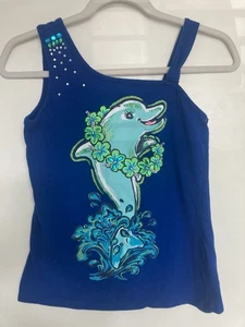 Justice Royal Blue Tank Top Delphine Sparks Embroidery Size 14 - Picture 1 of 7