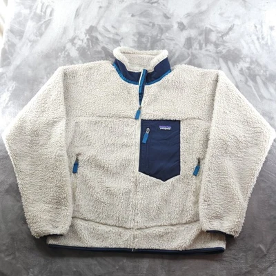 Patagonia Retro Pile Fleece Jacket Mens Large White Sherpa Full Zip Navy - Image 1 of 4