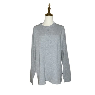 Bill Blass Sleepwear Gray Long Sleeve Henley Sleep Shirt Size L Button Up - Image 1 of 4