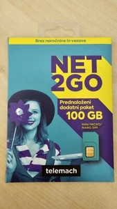ANONYMOUS 4G data internet SIM Slovenia NET2GO Telemach 100GB+EU 12GB 30days new - Zdjęcie 1 z 2