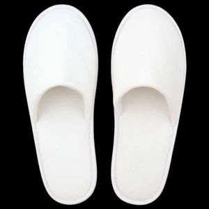 4 Paar Hotelslipper Velours Slipper weiß Latschen Hausschuhe Frotteeslipper - Bild 1 von 2