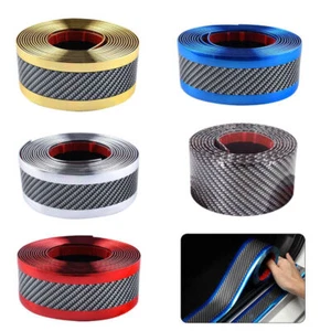 3* 1M Auto Türschweller Schutzstreifen Kohlefaser Gummi Trim Stoßstange Aufklebe - Picture 1 of 12