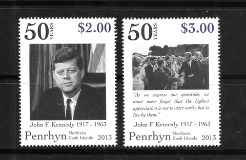 )-ST- PENRHYN ISLANDS MNH SET SC#519-520 PRESIDENT JOHN F KENNEDY SCV$8.25 Cover