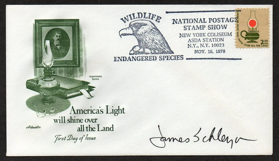 USA, SCOTT # 1611, ASDA ARTMASTER & JAMES SCHLEYER FDC COVER KEROSENE LAMP 1978 - Image 1 of 1