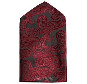 New Brand Q Men's  micro fiber Pocket Square Hankie Only paisley wine formal - Picture 1 of 2
