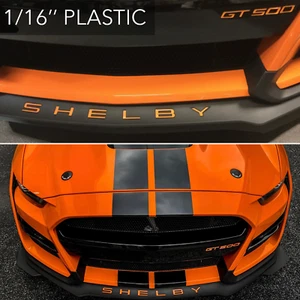 SHELBY + GT500 SPOILER SPLITTER BUMPER ORANGE PLASTIC LETTERS INSERTS 2020-2024 - Picture 1 of 8