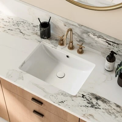 22" x 16" White Ceramic Undermount Bathroom Sink, Vanity Sink With Overflow - Image 1 of 4