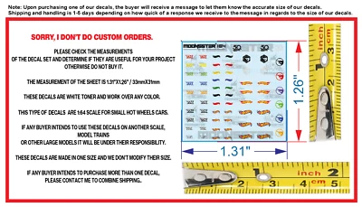 Juego de calcomanías de tóner blanco 1/64 tobogán acuático Hot Wheels múltiples logotipos para Hot Wheels Foto 1 de 4