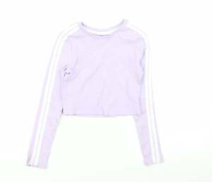 Asda George Girls Purple Striped Cotton Basic T-Shirt Size 5-6 Years Crew Neck -