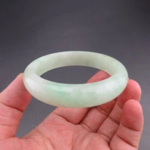 58mm  Certified Grade "A" Natural Green Jadeite Jade Gems Bangle bracelet  A66 - Picture 1 of 8