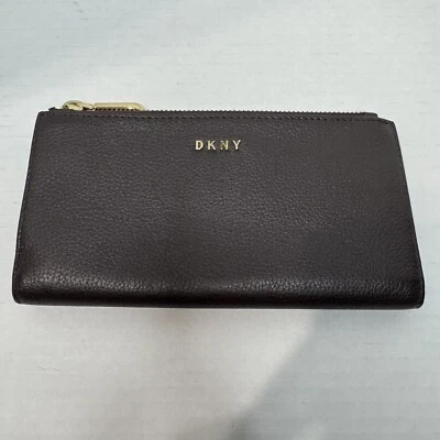 Cartera plegable de cuero marrón DKNY Foto 1 de 4