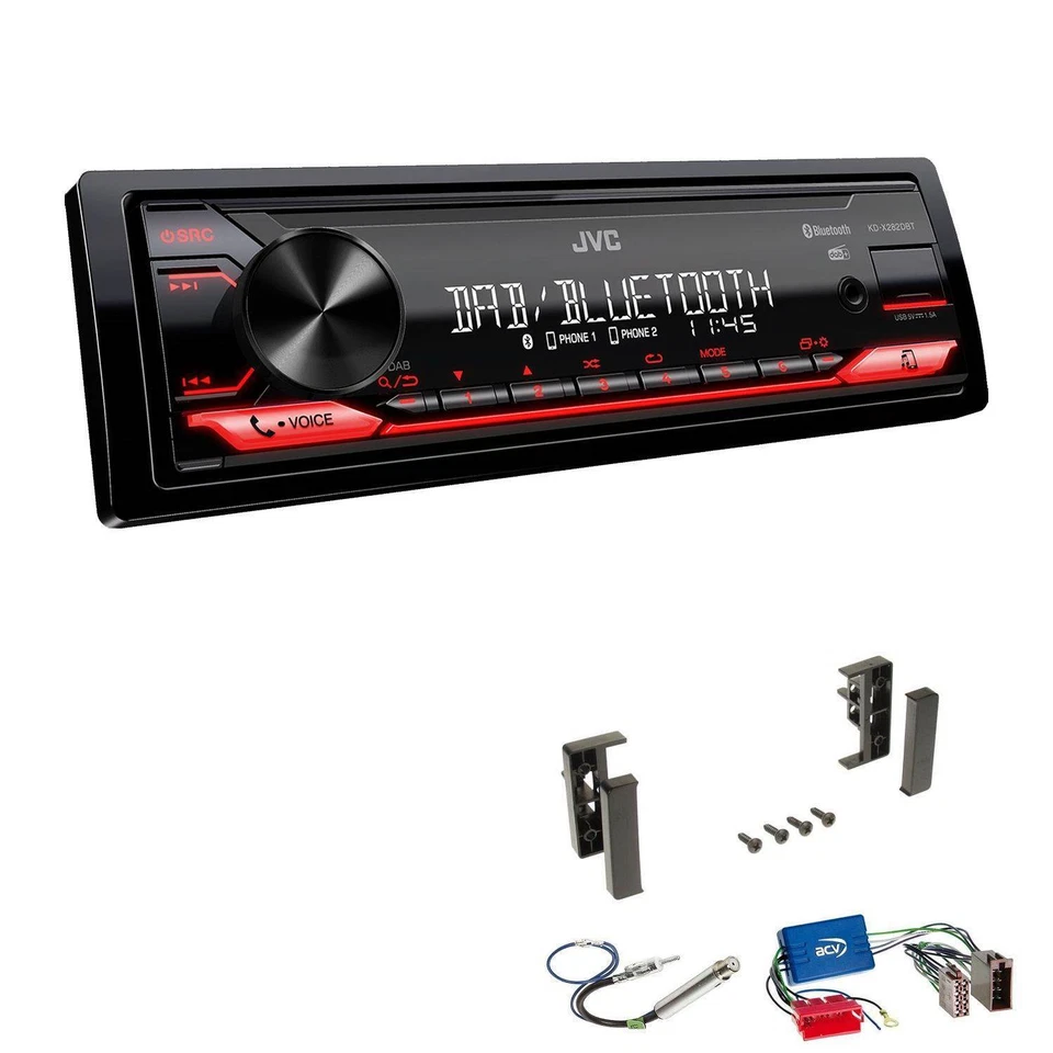 JVC KD-X282DBT Auto Radio Bluetooth DAB USB für Audi A2 ab 1999 schwarz