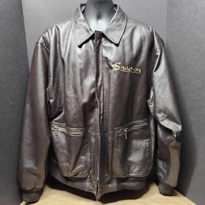 Vintage 90s Snap-On Brown Leather Bomber Style Jacket Mens Size XL - Picture 1 of 4