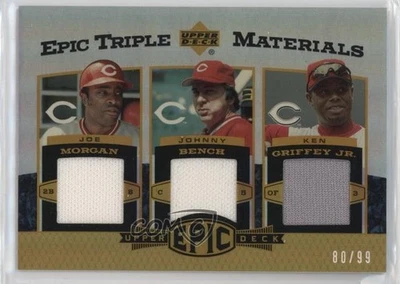 2006 Epic Triple Materials /99 Johnny Bench Joe Morgan Ken Griffey Jr 名人堂 — 第 1/2 张图片