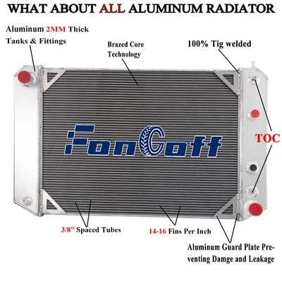 4 Row Aluminum Radiator Fits 1991-01 Chevy GMC C6500 C7000 Topkick Kodiak 7.0L. Foto 1 de 4