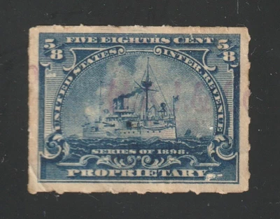 Scott # RB23, Used, VF, ⅝¢ Proprietary Battleship, Hand-Stamped "H. A. J. & Co." - Image 1 of 2