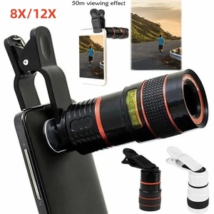 Universal Mobile Phone HD Camera Zoom Lens Clip on 8/12X Telescope Telephoto - Picture 1 of 26